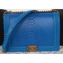Boy Chanel Flap Shoulder Bag Blue Python Leather A67087 Gold HY2062Yf79