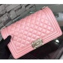 Boy Chanel Flap Shoulder Bag Pink Sheepskin Leather A67086 Silver HY17998pA42