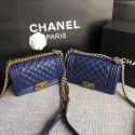 Boy Chanel Flap Shoulder Bag Sheepskin Leather A67085 Blue HY9425fw56