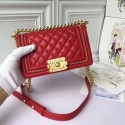 Boy Chanel Flap Shoulder Bag Sheepskin Leather A67085E Red HY6030yx89