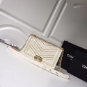 BOY CHANEL Handbag Crumpled Calfskin & Gold-Tone Metal A67086 white HY20104nQ90