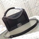 Boy Chanel Top Flap Bag Original Chevron Sheepskin A67088 Black HY22330Wi77