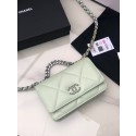 Chanel 19 Classic Sheepskin Leather Chain Wallet AP0957 light green& silver-Tone Metal HY17151vm49