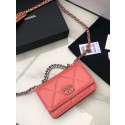 Chanel 19 Classic Sheepskin Leather Chain Wallet AP0957 pink& silver-Tone Metal HY6239Hn31