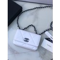 Chanel 19 Classic Sheepskin Leather Chain Wallet AP0957 white& black-Tone Metal HY8924LG44