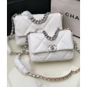 Chanel 19 flap bag AS1160 AS1161 AS1162 White Silver Hardware HY2262aM39