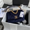 Chanel 19 flap bag velvet AS1160 Royal Blue HY21770FA31