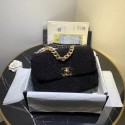 Chanel 19 wool flap bag AS1160 black HY21639Fh96