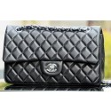 Chanel 2.55 Series Flap Bag Black Sheepskin Leather A37586 Silver HY23557XW58