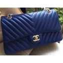 Chanel 2.55 Series Flap Bag Blue Lambskin Chevron Leather A01112 Silver HY5775fw56