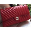 Chanel 2.55 Series Flap Bag Red Lambskin Chevron Leather A01112 Gold/Silver HY2060FA31