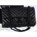 Chanel 2.55 Series Flap Bag Sheepskin Chevron Leather A1112 Black HY903JD28