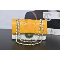 Chanel 2.55 Series Flap Bags Yellow&White&Green Original Python Leather A1112SA Gold HY27011dE28