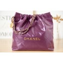 CHANEL 22 HANDBAG Calfskin & gold-Tone Metal AS3261 dark Purple HY16790Sy67