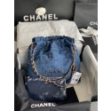 CHANEL 22 HANDBAG Denim AS3260 blue&gold HY16663ER88