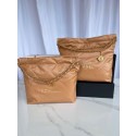 CHANEL 22 HANDBAG Shiny Calfskin & Gold-Tone Metal AS3261 AS3260 Brown HY18212yj81