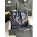 CHANEL 22 HANDBAG Shiny Calfskin & Gold-Tone Metal AS3262 dark blue HY9640Av26