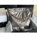 CHANEL 22 HANDBAG Shiny Calfskin & Gold-Tone Metal AS3262 silver grey HY12433SS41