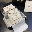 Chanel backpack Grained Calfskin & Gold-Tone Metal AS1371 White HY8357yj81