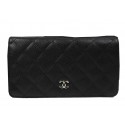 Chanel Bi-Fold Wallet Black Original Cannage Pattern A31509 Silver HY26679Hn31