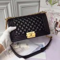Chanel Boy Flap Original Sheepskin Leather Shoulder Black Bag A67086 Gold HY16376pB23