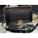 Chanel Boy Flap Shoulder Bag Black Original Calfskin Leather A8708 Bronze HY10299Gh26