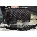 Chanel Boy Flap Shoulder Bag Black Original Calfskin Leather A8708 Silver HY14097Is53
