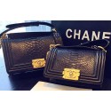 Chanel Boy Flap Shoulder Bag Black Python Leather A66094 Gold HY25180Jz48