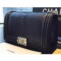 Chanel Boy Flap Shoulder Bag Black Python Leather A66095 Silver HY20334EB28