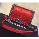 Chanel Boy Flap Shoulder Bag Python Leather A66094 Red HY3900Ag46