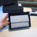 Chanel Boy Matelasse Caviar Calfskin Leather Wallet CHA5569 Light blue HY12437Ym74