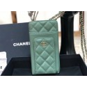 Chanel Calfskin Chain Card packet & Gold-Tone Metal AP0990 green HY12701rf34