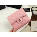 Chanel Calfskin Leather Card packet & Gold-Tone Metal A82288 pink HY25579nQ90