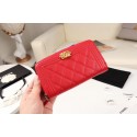 Chanel Calfskin Leather & Gold-Tone Metal Wallet A80566 red HY14410rf73