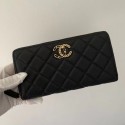 Chanel Calfskin Leather & Gold-Tone Metal Wallet AP1899 black HY23829Fh96