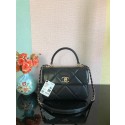 Chanel CC original lambskin top handle flap bag A92236 black&Gold-Tone Metal HY1311mm78