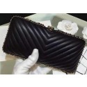 Chanel Chevron Evening Bag Sheepskin Leather A69404 Black HY12321EW67