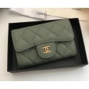 Chanel Classic Card Holder A31504 green gold-Tone Metal HY1023iv85