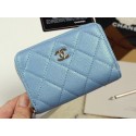 Chanel classic card holder Grained Calfskin & Gold-Tone Metal A69271 Blue HY5288qB82