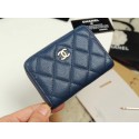 Chanel classic card holder Grained Calfskin & Gold-Tone Metal A69271 dark Blue HY4369oK58