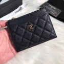Chanel classic card holder Grained Calfskin & Gold-Tone Metal A84105 black HY14157dX32