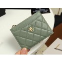 Chanel classic card holder Grained Calfskin & Gold-Tone Metal A84105 green HY4461Eb92