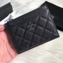 Chanel classic card holder Grained Calfskin & silver-Tone Metal A84105 black HY973Pu45