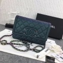 Chanel Classic Clutch with Chain Grained Calfskin & silver-Tone Metal A88447 green HY19181Qu69