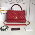 Chanel Classic Deep red Top Handle Bag Original Caviar Leather A92215 red HY21165Jz48