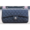 Chanel Classic Flap Bag Black Sheepskin Leather A1113 Silver HY3524Yo25