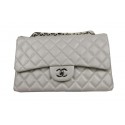 Chanel Classic Flap Bag OffWhite Original Leather CF1113 Silver HY2793ER88