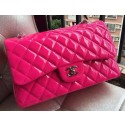 Chanel Classic Flap Bag Rose Original Patent Leather A1113 Silver HY14791rd58