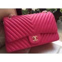 Chanel Classic Flap Bag Rose Sheepskin Chevron Quilting A1113 Gold HY8646NP24