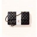 Chanel Classic Flap Shoulder Bag Original Sheepskin leather A01116 Black&White HY16603qB82